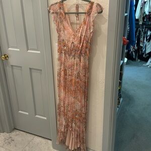 Pink floral maxi dress